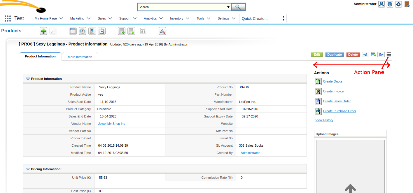 action panel toggle open