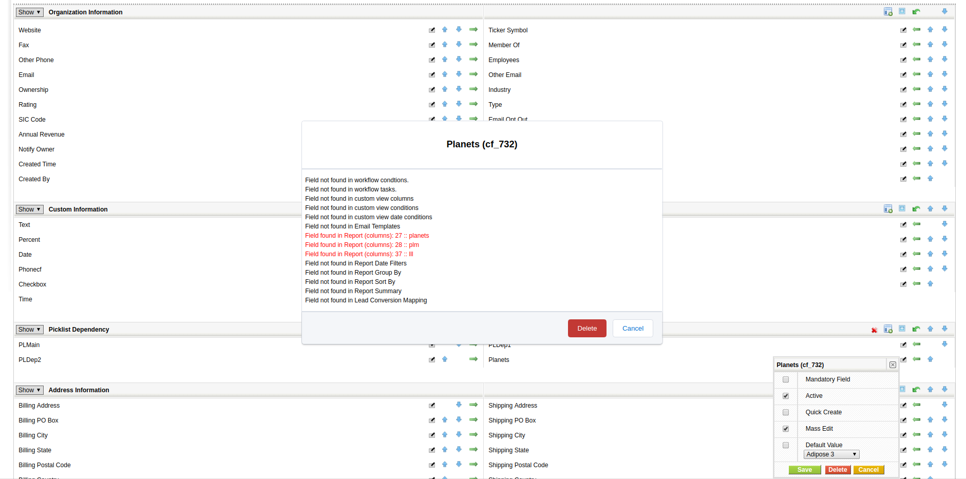 Check Field Usage Before Delete