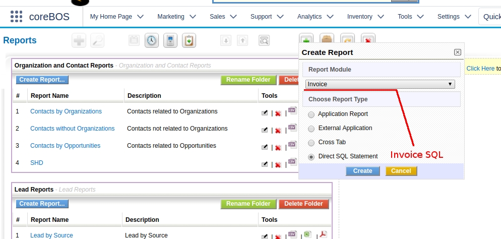 Report Main Module of SQL