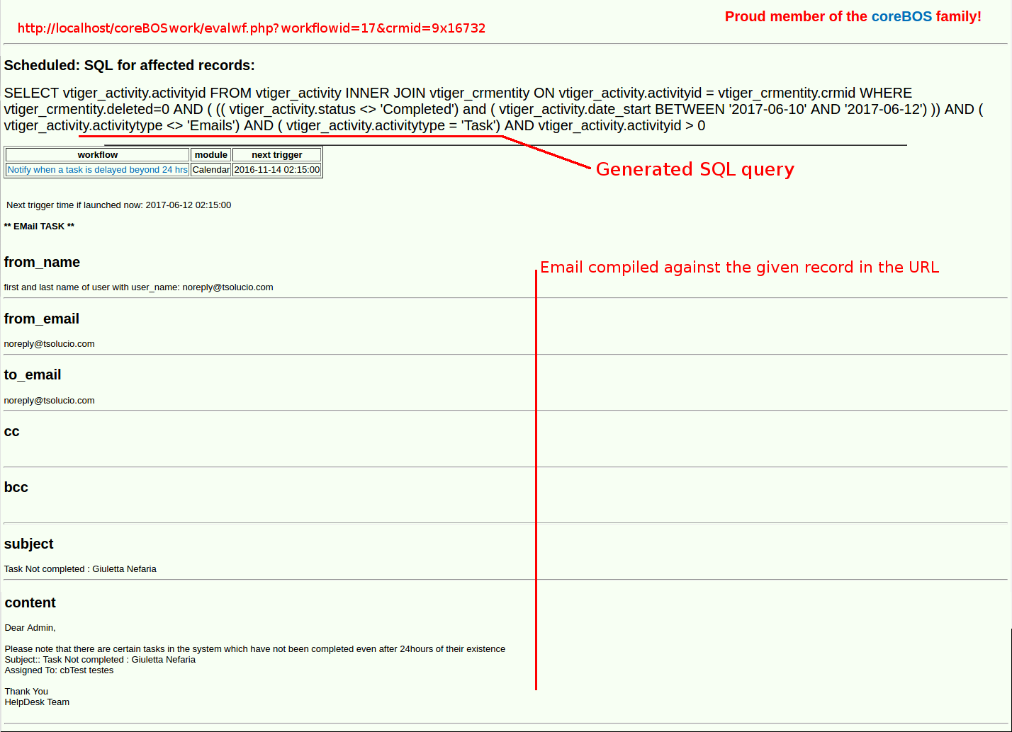 evalwf Scheduled Workflow result