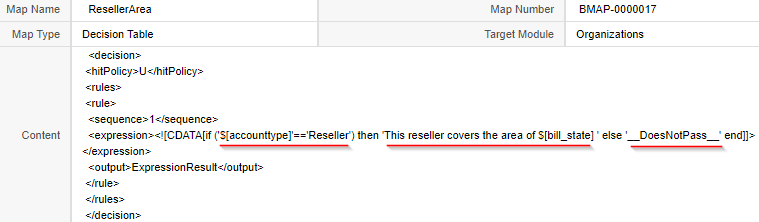 decision table fields